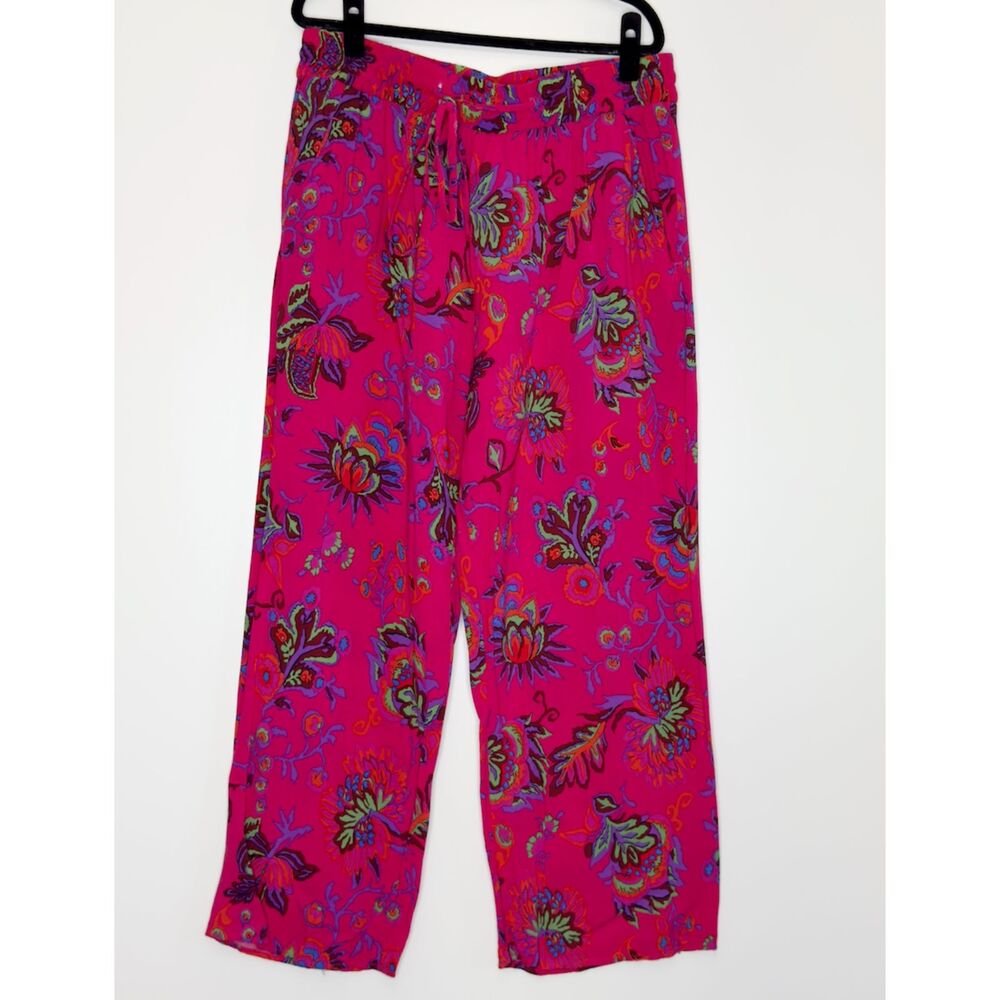 Catherine Malandrino Festive Floral Soft Pants Pink Women's Plus Size 1X
